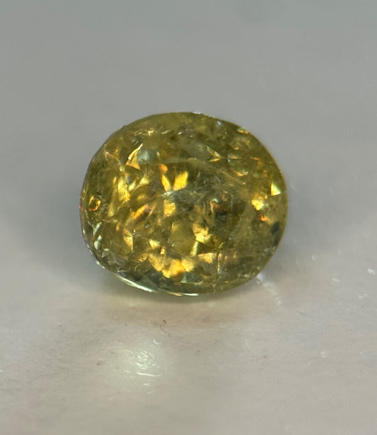 1.10 Ct Natural Mali Garnet – VVS Rare Unheated Greenish-Yellow Oval